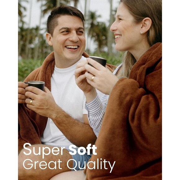 Burnt Orange Fleece Blanket Twin XL Size, Soft Cozy Blankets for Bed and Couch - Picture 2 of 4